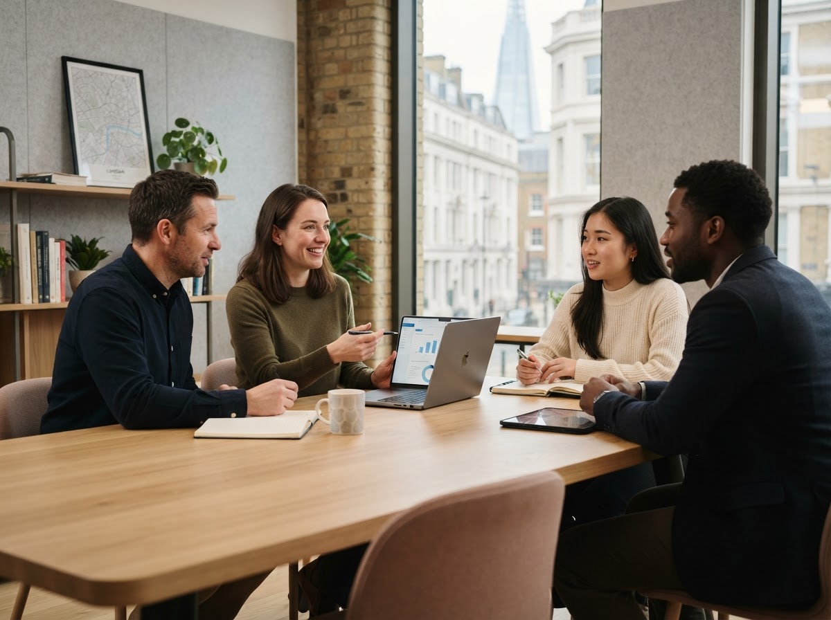 Rümawald AI team reviewing predictive cash flow analysis for small business clients